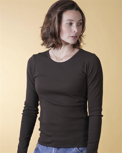 Elsk - Rib Womens Langarmshirt - Soil Brown